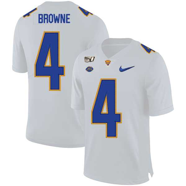 Pittsburgh Panthers #4 Max Browne White 150th Anniversary Patch Nike College Football Jersey